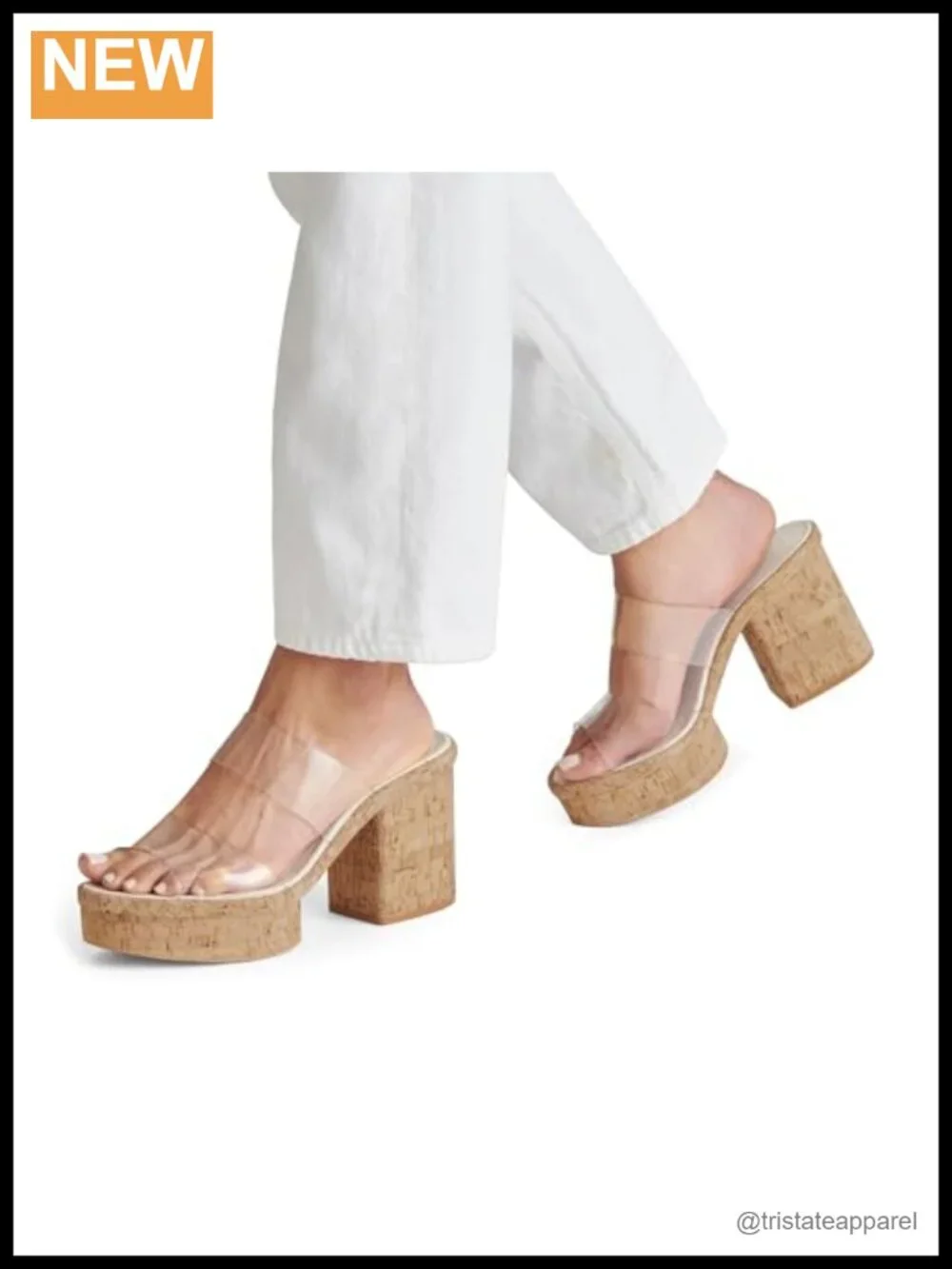 Platform Wedge Sandals Womens Slip On Open Toe Cork Chunky Heel Summer Beach